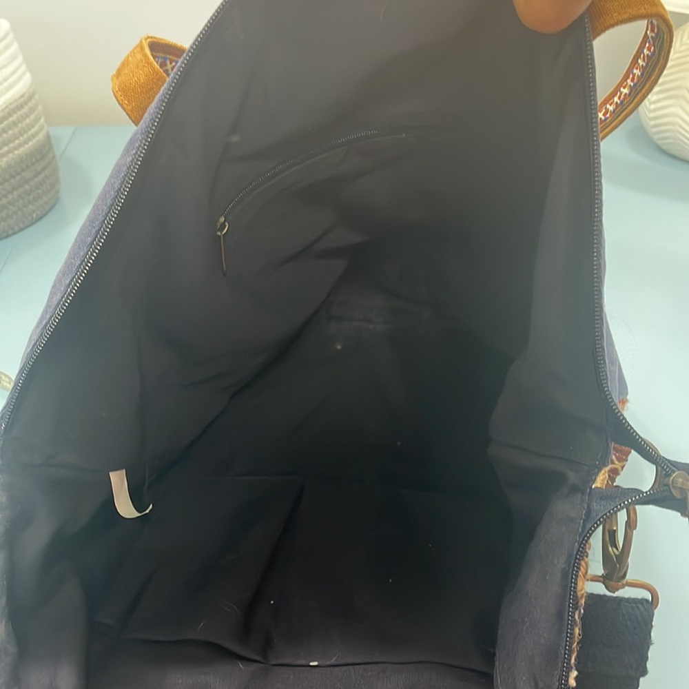 Boho Embroidered and Lace Canvas Bag Beach Bag Tote Crossbody World Market - Picture 8 of 16